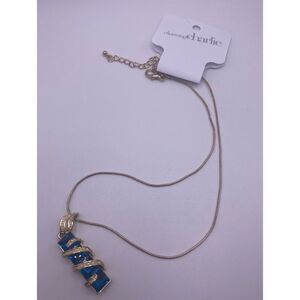 4/$20 Charming Charlie Bright Blue Pendant with Gold Snake